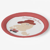 Baby Firefighter Fire Truck Custom Paper Plate Pappteller (Schrägansicht)