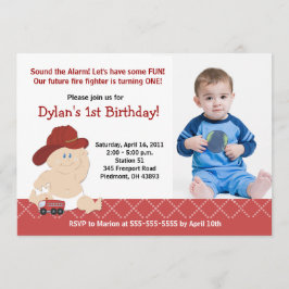 Baby Firefighter Foto Geburtstag Einladung jedes A