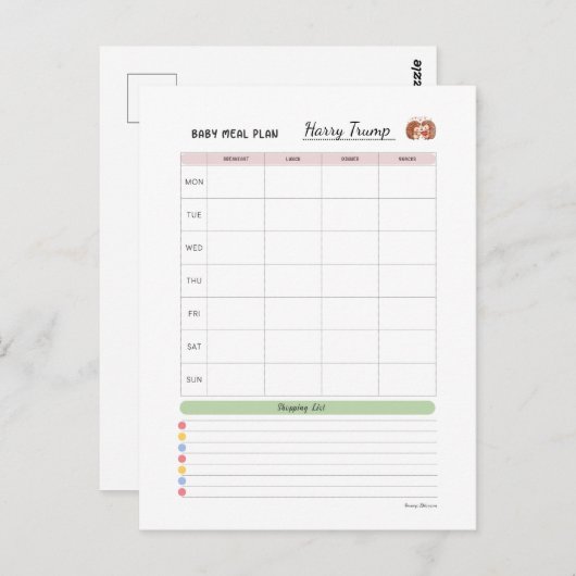 Baby First 100 food- Baby Meal Plan von Margo Postkarte (Vorne/Hinten)