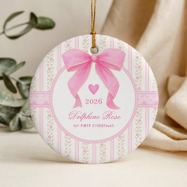Baby First 1. Weihnachten Coquette Rosa Schleife R Keramik Ornament