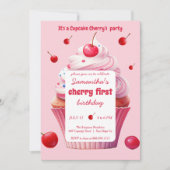 Baby First Cherry & Cupcake Geburtstagsparty Einladung (Vorderseite)