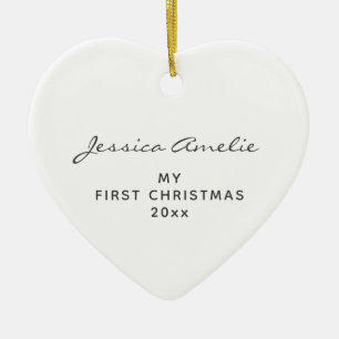 Baby First Christmas 2024 Personalisiertes Weißes Keramik Ornament