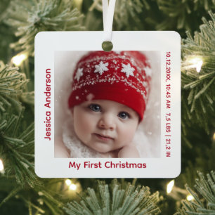 Baby First Christmas 2 Foto Keepake Modern Ornament Aus Metall