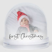 Baby First Christmas 2 Fotos Name und Jahr Schneekugeln (Vorderseite)