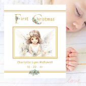 Baby First Christmas Angel Gold White Fleecedecke