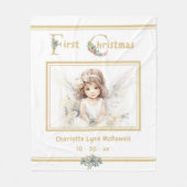 Baby First Christmas Angel Gold White Fleecedecke (Vorderseite)