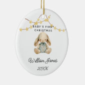 Baby First Christmas Animal Niedlich Baby Boy Rabb Keramik Ornament (Rechts)