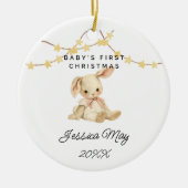 Baby First Christmas Animal Niedlich Baby Girl Rab Keramik Ornament (Vorne)