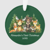 Baby First Christmas Animals Green - FOTO BACK Ornament (Vorderseite)