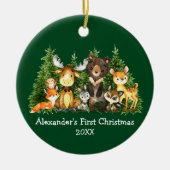 Baby First Christmas Animes Green FOTO BACK Rd Keramik Ornament (Vorne)