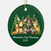 Baby First Christmas Animes Green FOTO BACK Rd Keramik Ornament (Links)