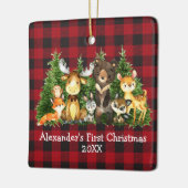 Baby First Christmas Animes Kariert - FOTO BACK Keramikornament (Links)