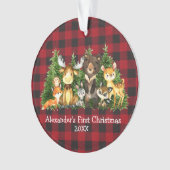 Baby First Christmas Animes Kariert - FOTO BACK Ornament (Vorderseite)