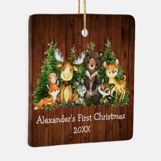 Baby First Christmas Animes Rustic - FOTO BACK Keramikornament (Rechts)