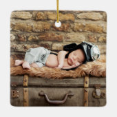 Baby First Christmas Animes Rustic - FOTO BACK Keramikornament (Rückseite)