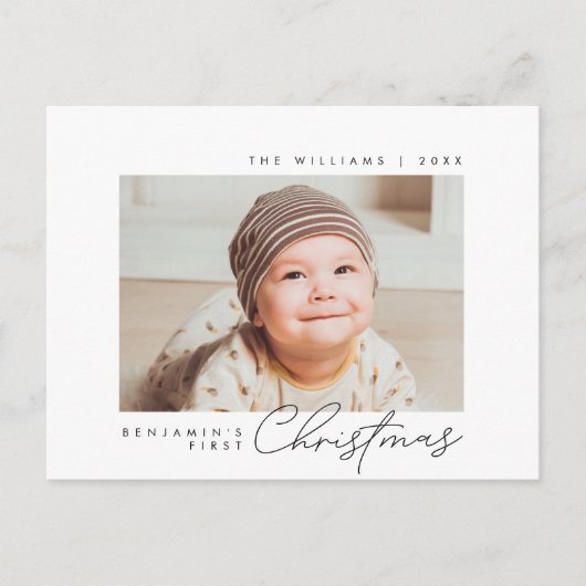 Baby First Christmas, Bekanntgabe mit Foto Postkarte (Vorderseite)