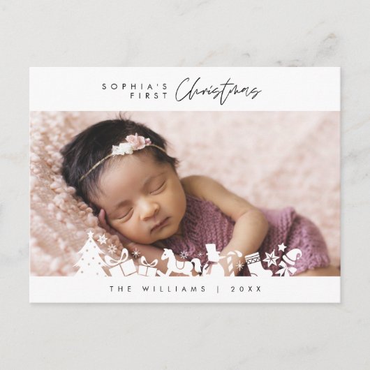 Baby First Christmas, Bekanntgabe mit Foto Postkarte (Vorderseite)