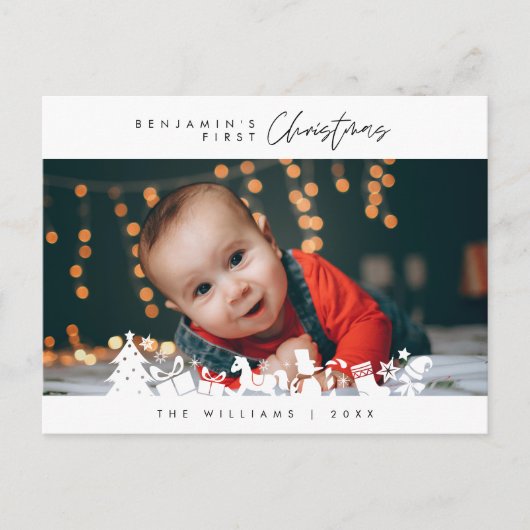 Baby First Christmas, Bekanntgabe mit Foto Postkarte (Vorderseite)