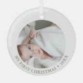Baby First Christmas | Benutzerdefiniertes Foto un Ornament Aus Glas (Vorderseite)