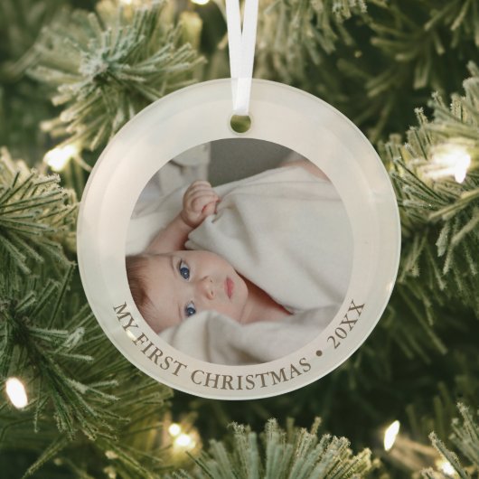 Baby First Christmas | Benutzerdefiniertes Foto un Ornament Aus Glas (InSitu)