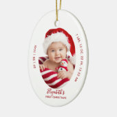 Baby First Christmas Birth Stats Name Minimal Red Keramik Ornament (Links)