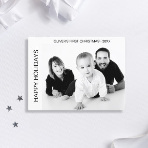Baby First Christmas Black and White Foto Feiertagspostkarte