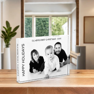 Baby First Christmas Black and White Fotoblock