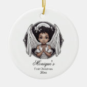 Baby First Christmas Black Engel Keramik Ornament (Vorne)