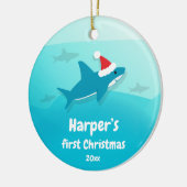Baby First Christmas Blue Shark Keramik Ornament (Links)
