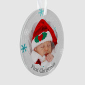 Baby First Christmas Blue Snowflakes Foto Ornament (Vorderseite)