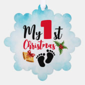 Baby First Christmas Blue Wine Ornament Karte (Rückseite)