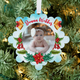 Baby First Christmas Blue Wine Ornament Karte