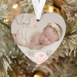 Baby First Christmas Blumenherz Ornament