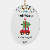 Baby First Christmas Car und Weihnachtsbaum 2022 Keramik Ornament (Rechts)