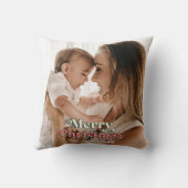 Baby First Christmas Custom 2-Foto & Geburtsstunde Kissen (Rückseite)