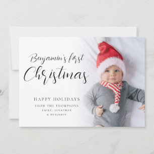 Baby First Christmas Custom Foto Calligraphy Hol Feiertagskarte