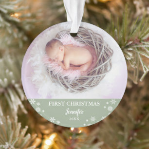 Baby First Christmas Custom Foto Ornament