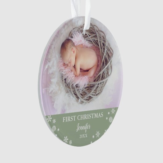 Baby First Christmas Custom Foto Ornament (Vorderseite)