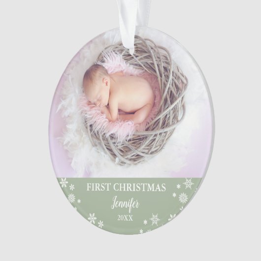 Baby First Christmas Custom Foto Ornament (Vorderseite)