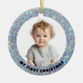 Baby First Christmas Custom Photo Glitter Ornament (Vorne)