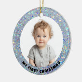 Baby First Christmas Custom Photo Glitter Ornament (Links)