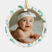 Baby First Christmas Custom Photo Watercolor Keramik Ornament (Vorne)