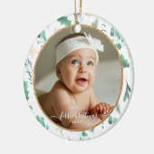 Baby First Christmas Custom Photo Watercolor Keramik Ornament (Links)