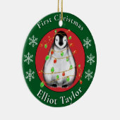 Baby first Christmas cute penquin personalize Keramik Ornament (Rechts)