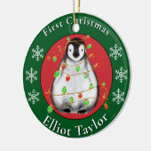 Baby first Christmas cute penquin personalize Keramik Ornament (Links)