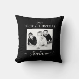 Baby First Christmas Elegantes Modern Keepake Foto Kissen