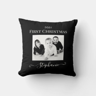 Baby First Christmas Elegantes Modern Keepake Foto Kissen