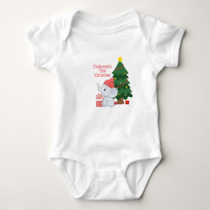 Baby First Christmas Elephant Name Bodysuit Baby Strampler