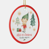 Baby First Christmas Elf Snowflake Traditional Red Keramik Ornament (Rechts)