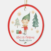 Baby First Christmas Elf Snowflake Traditional Red Keramik Ornament (Links)